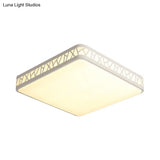 Contemporary Square Flushmount Ceiling Light - Metallic Integrated Led White