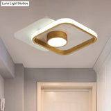 Contemporary Square Led Ceiling Light In Black/Gold With Warm/White Glow