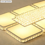 Contemporary Square Led Crystal Ceiling Light - White Or Warm Perfect For Living Rooms
