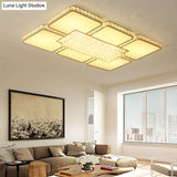 Contemporary Square Led Crystal Ceiling Light - White Or Warm Perfect For Living Rooms