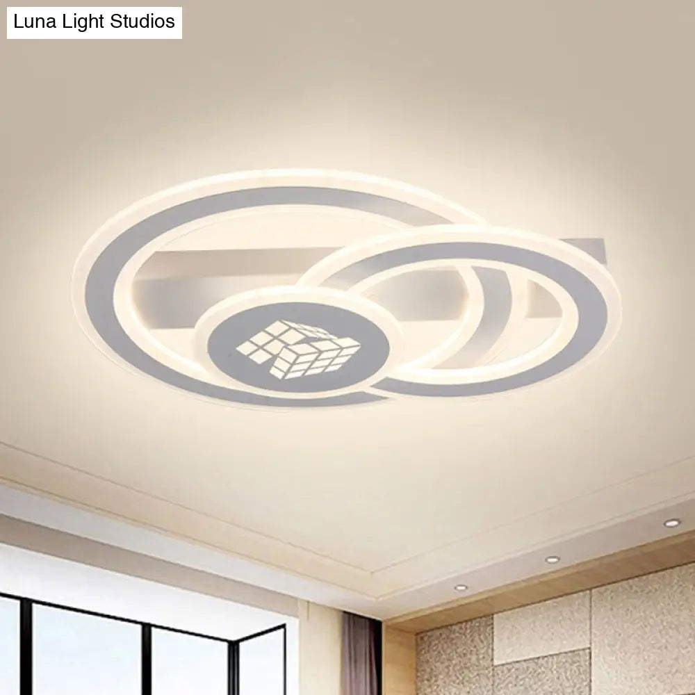 Contemporary Square Pattern Acrylic Led Flush Light - Warm/White Remote Control Dimmable Ceiling