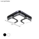 Contemporary Squared Metallic Ceiling Mounted Led Light - 17’/21’ Black/White Flushmount