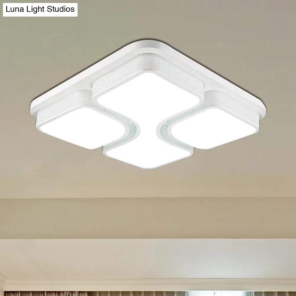 Contemporary Squared Metallic Ceiling Mounted Led Light - 17/21 Black/White Flushmount Warm/White