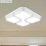 Contemporary Squared Metallic Ceiling Mounted Led Light - 17/21 Black/White Flushmount Warm/White