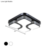 Contemporary Squared Metallic Ceiling Mounted Led Light - 17’/21’ Black/White Flushmount