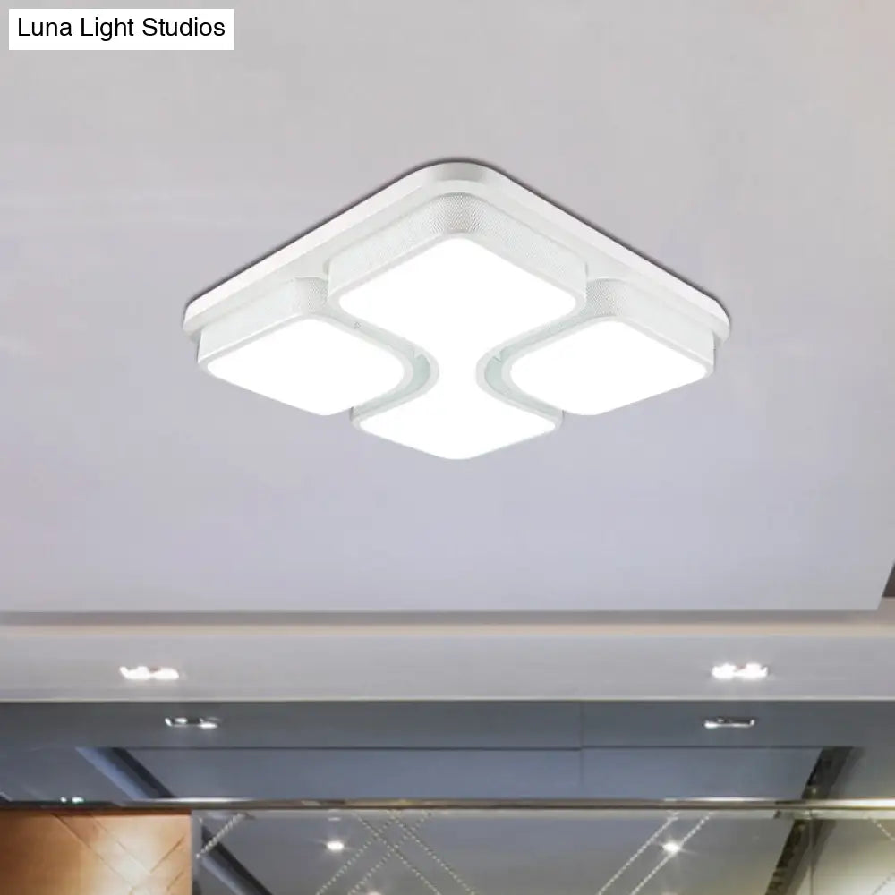 Contemporary Squared Metallic Ceiling Mounted Led Light - 17’/21’ Black/White Flushmount