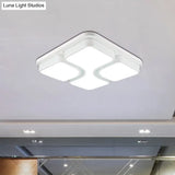 Contemporary Squared Metallic Ceiling Mounted Led Light - 17’/21’ Black/White Flushmount
