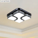 Contemporary Squared Metallic Ceiling Mounted Led Light - 17’/21’ Black/White Flushmount