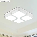 Contemporary Squared Metallic Ceiling Mounted Led Light - 17’/21’ Black/White Flushmount