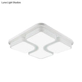 Contemporary Squared Metallic Ceiling Mounted Led Light - 17’/21’ Black/White Flushmount