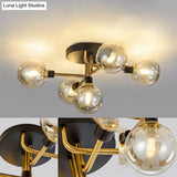 Contemporary Stained Glass Ceiling Light Fixtures For Bedroom - Bubble Semi Flush Mount Lighting