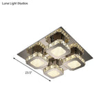 Contemporary Stainless Steel Led Ceiling Lamp With Crystal Accent