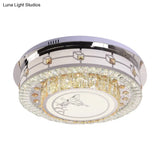 Contemporary Stainless-Steel Led Ceiling Light With Clear Crystal Blocks