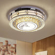 Contemporary Stainless-Steel Led Ceiling Light With Clear Crystal Blocks