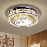 Contemporary Stainless-Steel Led Ceiling Light With Clear Crystal Blocks