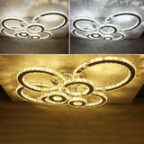 Contemporary Stainless-Steel Led Flush Mount Ceiling Light With Embedded Crystal Ring Design / White