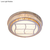 Contemporary Stainless-Steel Led Flush Mount Light Fixture With Crystal Blocks 19.5’/31.5’ Width