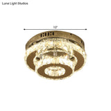 Contemporary Stainless - Steel Led Semi Flush Mount Ceiling Lamp With Clear Crystal Blocks