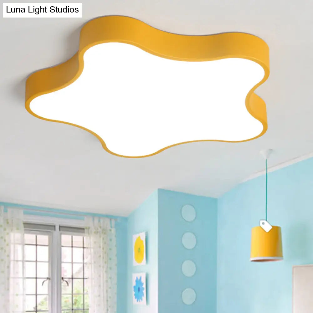 Contemporary Star Flush Mount Light Fixture - 1-Light Metal Ceiling Orange / 16.5 White