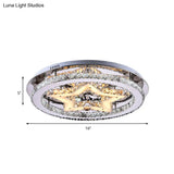 Contemporary Star Semi Flush Pendant Light With Clear Crystal Shade - Led Ceiling Lighting In