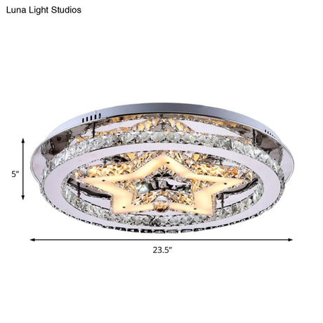 Contemporary Star Semi Flush Pendant Light With Clear Crystal Shade - Led Ceiling Lighting In