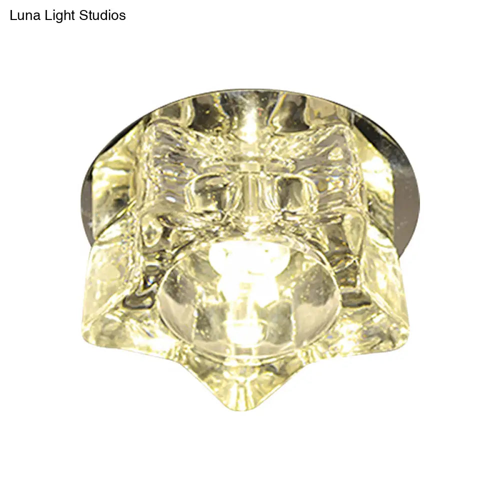 Contemporary Star - Shape Led Ceiling Fixture With Clear Crystal Accents - Warm/White/Multi Color