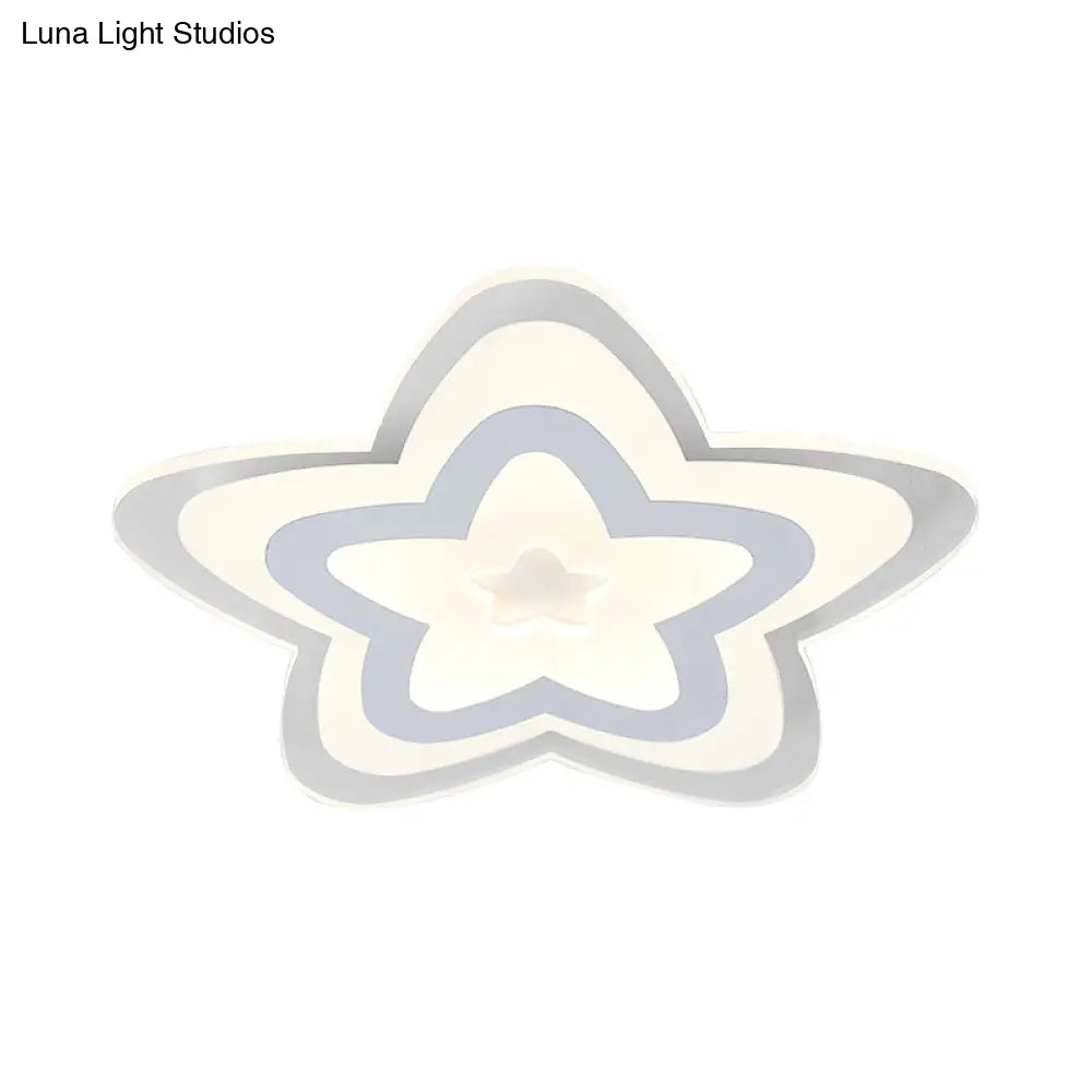 Contemporary Star Slim Led Ceiling Mount Light In White - Perfect For Game Room!