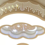 Contemporary Starry Flush Ceiling Light With Cloud Acrylic Accent In White - Ideal For Study Room