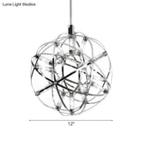 Contemporary Steel Firework Chandelier With Led Chrome Ceiling Lamp - Orbit Shade 8/12 Dia