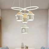 Contemporary Swirl Acrylic Chandelier - 4-Light Led Ceiling Lamp For Living Room White