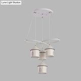 Contemporary Swirl Acrylic Chandelier - 4-Light Led Ceiling Lamp For Living Room White