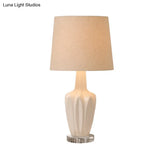 Contemporary Tapered Drum Nightstand Lamp In White - 1 Bulb Book Reading Light