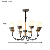 Contemporary Tapered Shade Chandelier - 8-Light Glass Pendant For Modern Living Room