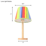 Contemporary Tapered Shade Table Light With Single Head Wood Finish For Study Room Desk