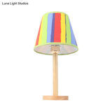 Contemporary Tapered Shade Table Light With Single Head Wood Finish For Study Room Desk