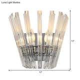 Contemporary Tapered Wall Mount Light With Clear Crystal For Corridors - Chrome Finish 2 Bulbs