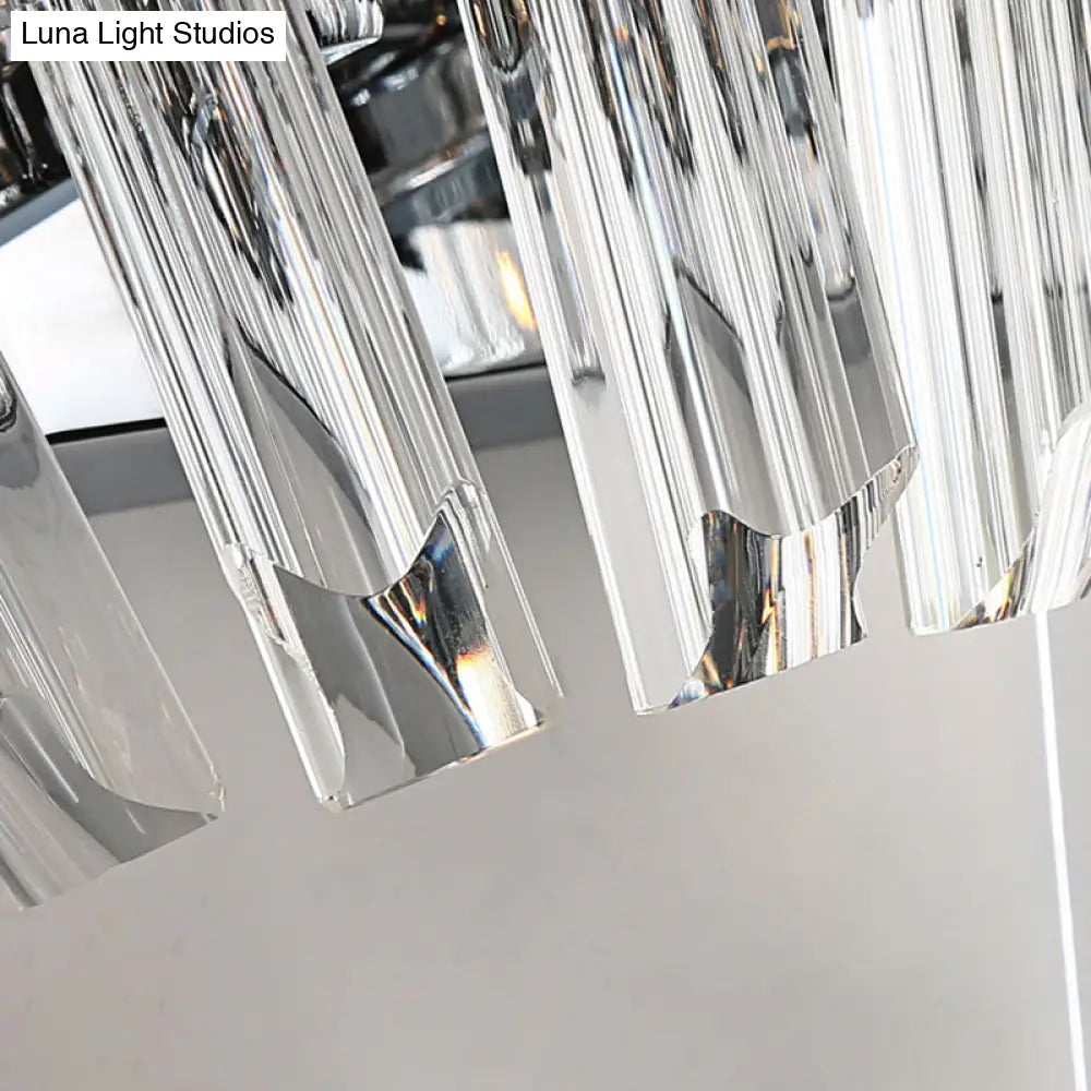 Contemporary Tapered Wall Mount Light With Clear Crystal For Corridors - Chrome Finish 2 Bulbs