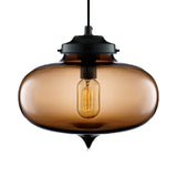 Contemporary Teardrop Hanging Pendant Light - 1 Glass Red/Brown/Blue Ceiling Fixture Brown