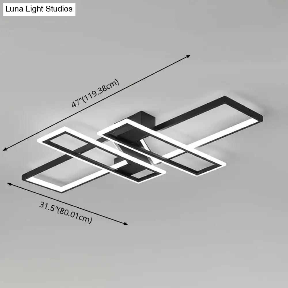 Contemporary Traverse Semi Flush Mount Metal Ceiling Light For Living Room