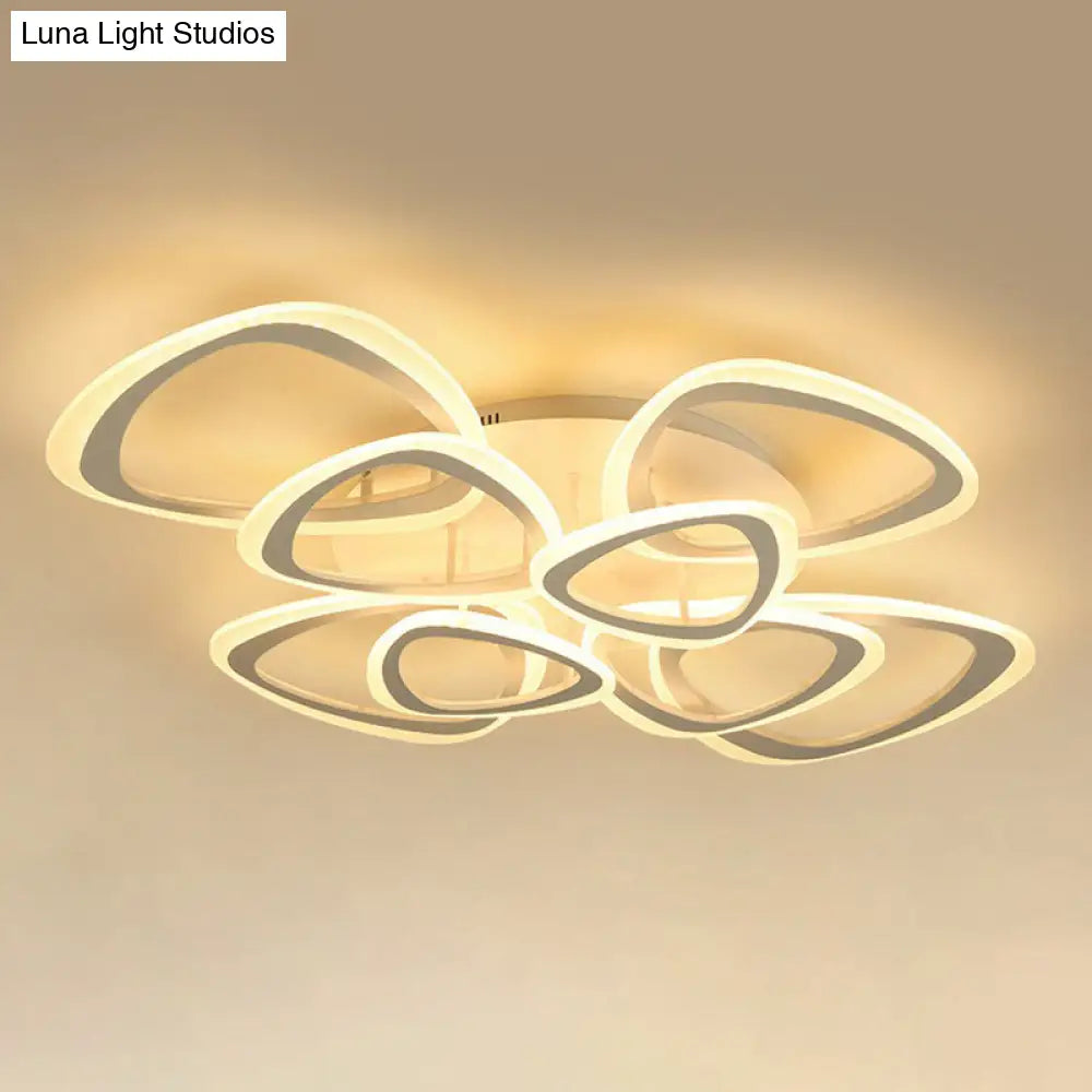 Contemporary Triangle Led Flush Mount Light For Living Room Ceiling In White Acrylic