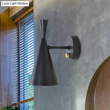 Contemporary Trumpet Wall Sconce Light In Black/White/Gold With Adjustable Arm And 1-3 Lights