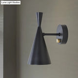 Contemporary Trumpet Wall Sconce Light In Black/White/Gold With Adjustable Arm And 1-3 Lights