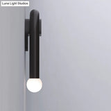 Contemporary U-Shaped 2-Light Black Wall Mounted Lighting With Opal Glass Shade