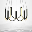 Contemporary U-Shaped Led Chandelier Light: Black/White/Gold Acrylic Ceiling Pendant (White/Warm