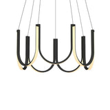 Contemporary Black & White U-Shaped Led Chandelier Pendant With Gold Accents - White/Warm Light