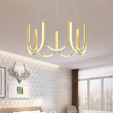 Contemporary U-Shaped Led Chandelier Light: Black/White/Gold Acrylic Ceiling Pendant (White/Warm