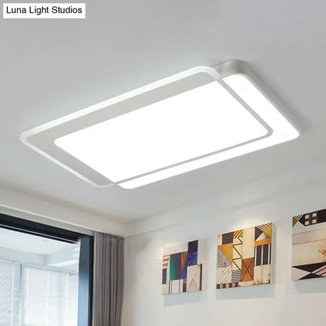 Contemporary Ultra-Thin Led Flush Mount Ceiling Light In White - Acrylic Living Room Lighting