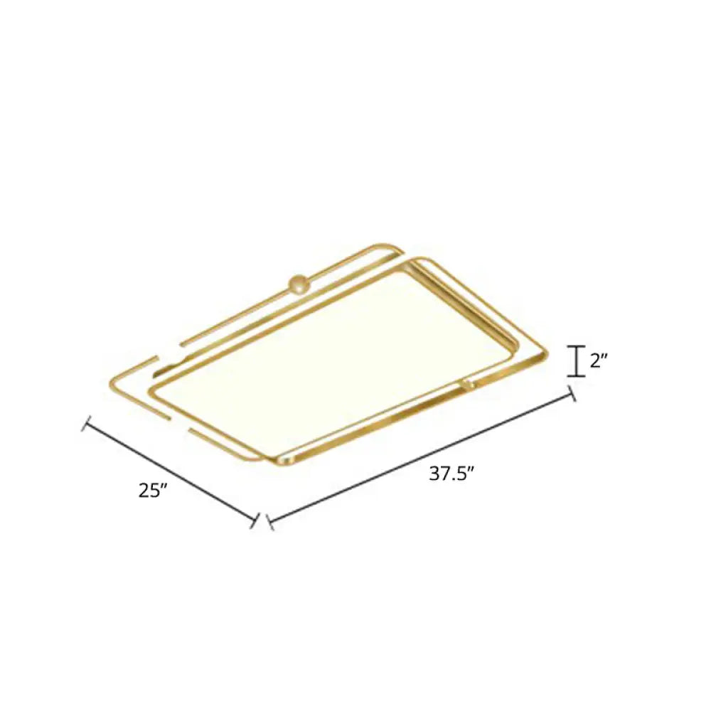 Contemporary Ultrathin Gold Flush Mount Led Ceiling Light For Bedroom / Third Gear Rectangle