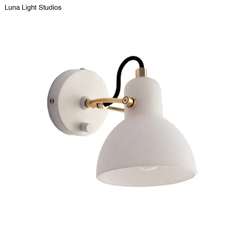 Contemporary Wall Lamp With Adjustable Arm And White Glass Dome