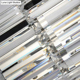Contemporary Wall Mounted Crystal Cylinder Sconce Light - 3 Silver Lights